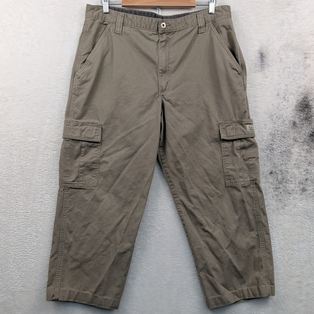 VTG Wrangler Cargo Pants Men's 38x26 Tan Relaxed Straight Utility Rugged Y2K